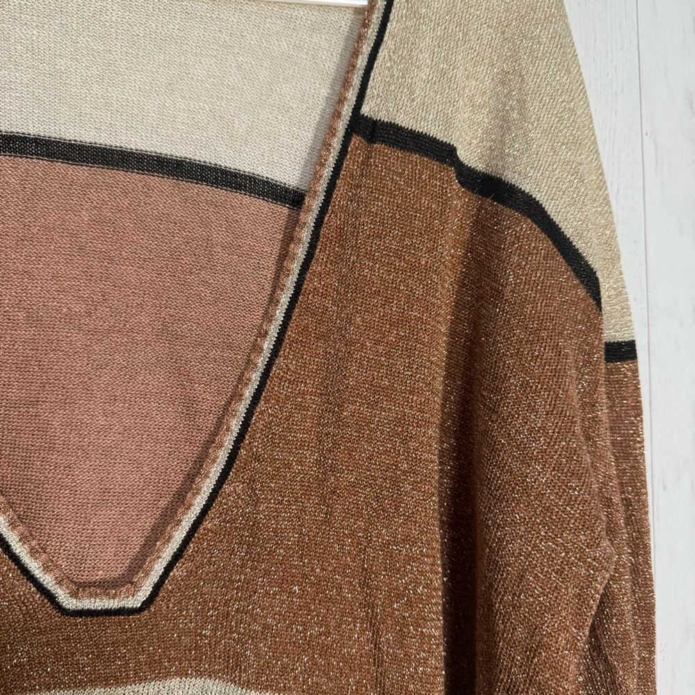 Free People Gold Dust Colorblock Linen Blend Sweater size S - Picture 4 of 9